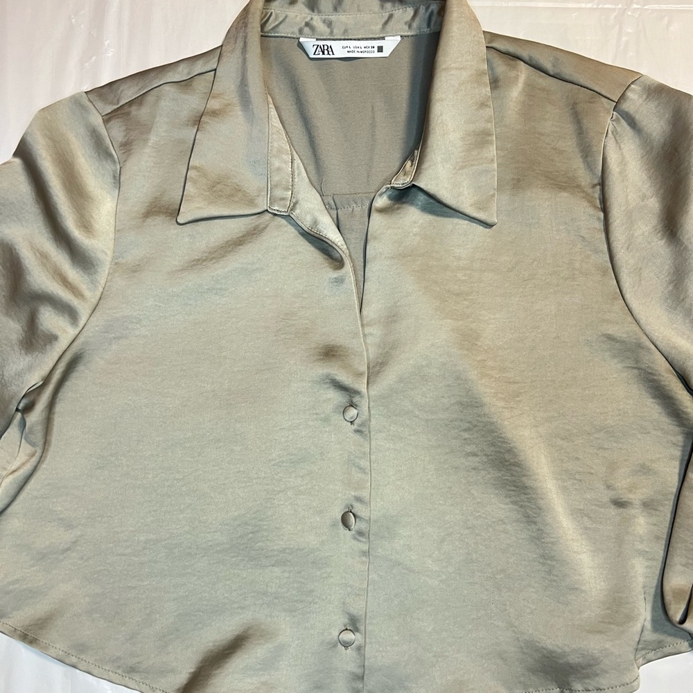 Zara Beige Satin Shirt